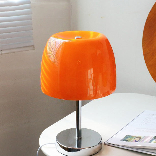 Modern Minimalist Mushroom Cylinder Glass Iron LED Table Lamp For Bedroom