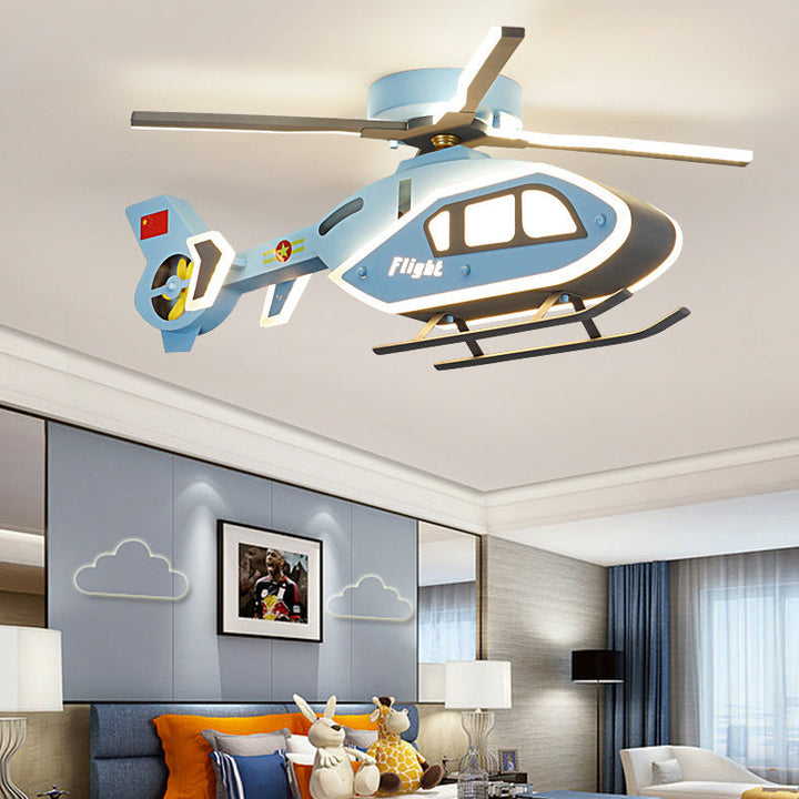 Modern Creative Iron Acrylic Helicopter LED Semi-Flush Mount Ceiling Light For Kids&