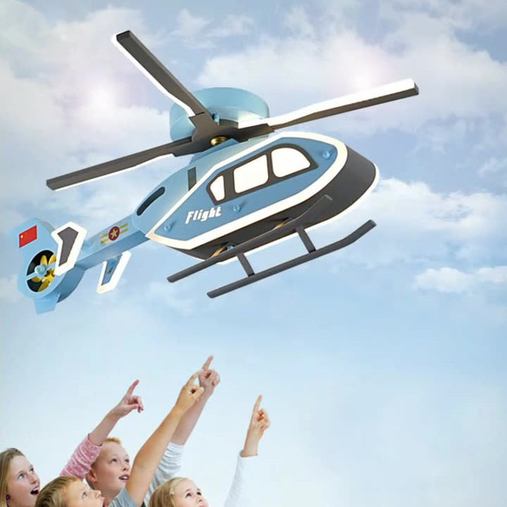 Modern Creative Iron Acrylic Helicopter LED Semi-Flush Mount Ceiling Light For Kids&