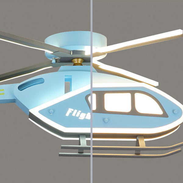 Modern Creative Iron Acrylic Helicopter LED Semi-Flush Mount Ceiling Light For Kids&