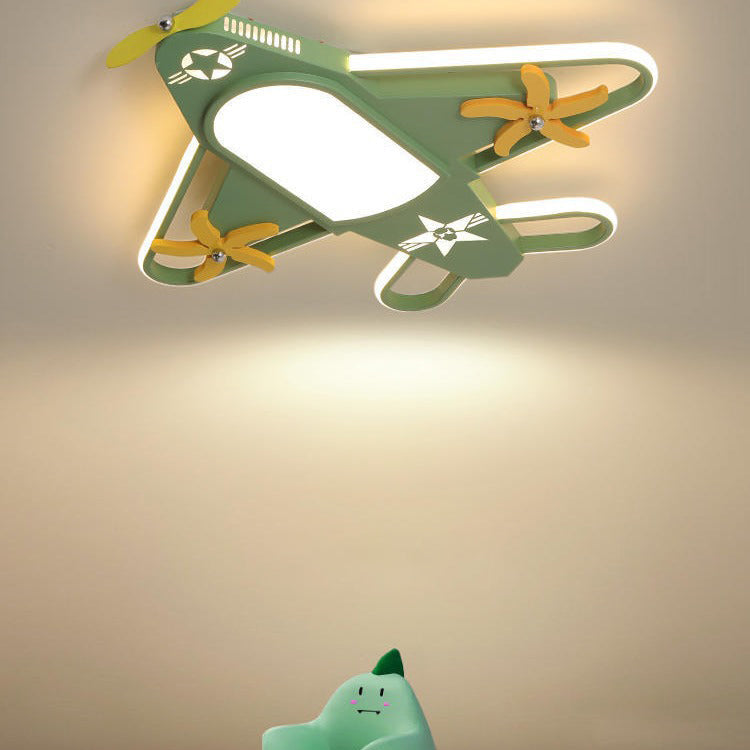 Contemporary Creative Iron &amp; Acrylic Airplane LED Flush Mount Ceiling Light For Kids&