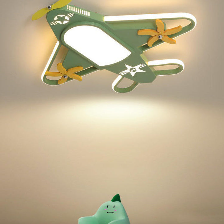 Contemporary Creative Iron &amp; Acrylic Airplane LED Flush Mount Ceiling Light For Kids&
