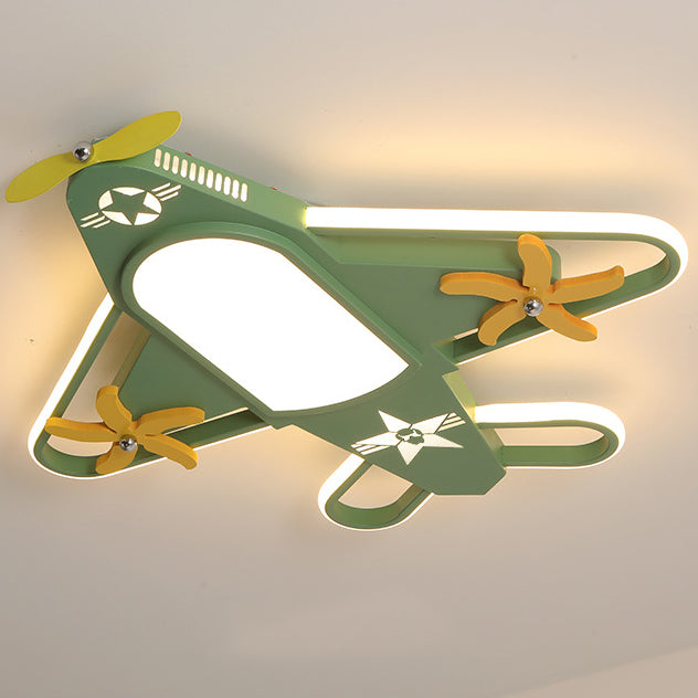 Contemporary Creative Iron &amp; Acrylic Airplane LED Flush Mount Ceiling Light For Kids&