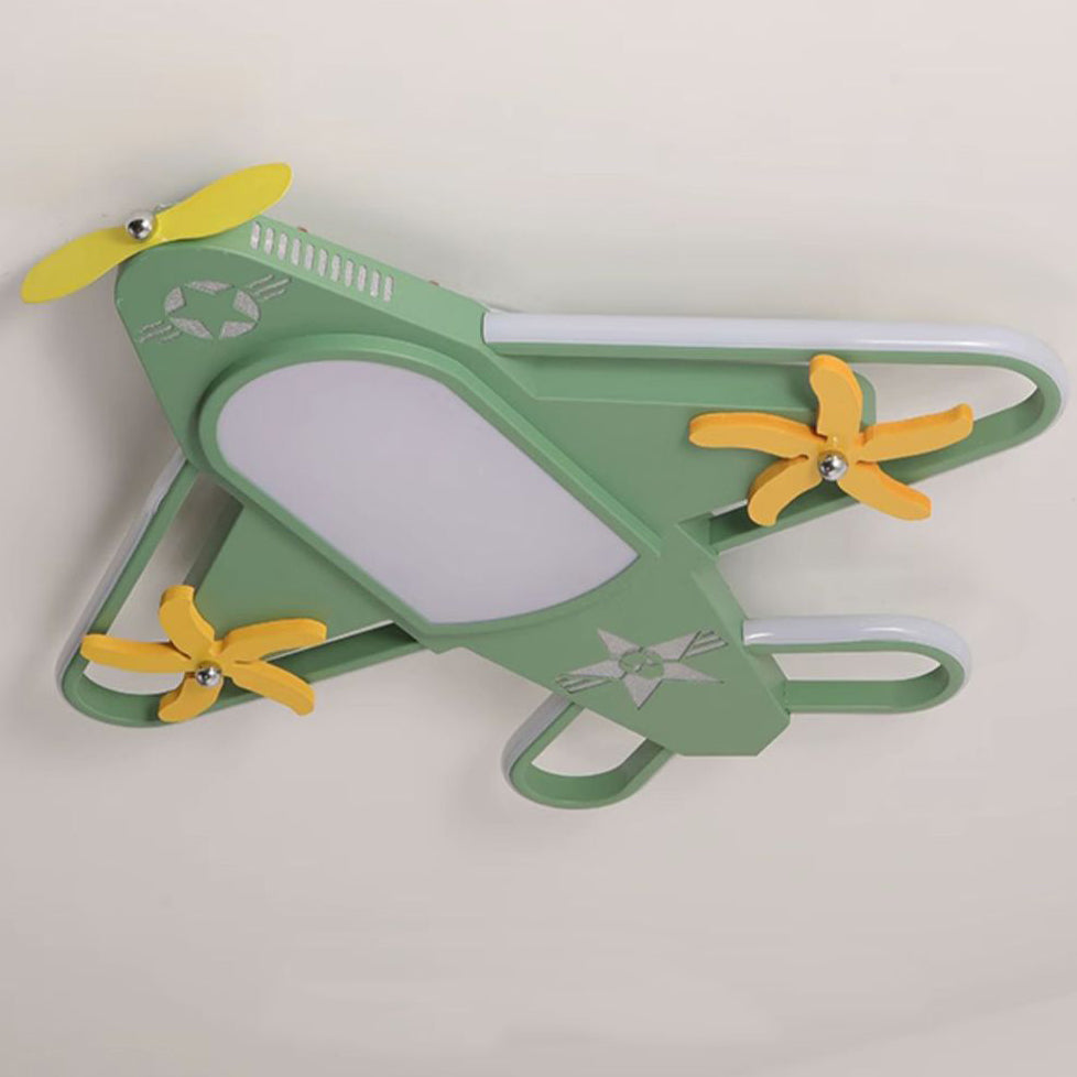 Contemporary Creative Iron &amp; Acrylic Airplane LED Flush Mount Ceiling Light For Kids&