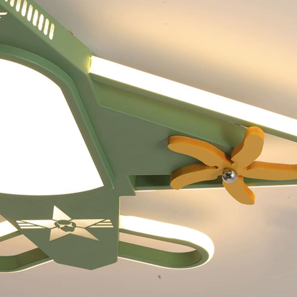 Contemporary Creative Iron &amp; Acrylic Airplane LED Flush Mount Ceiling Light For Kids&