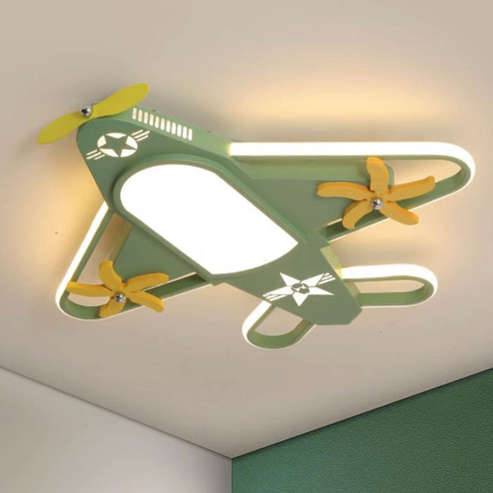 Contemporary Creative Iron &amp; Acrylic Airplane LED Flush Mount Ceiling Light For Kids&
