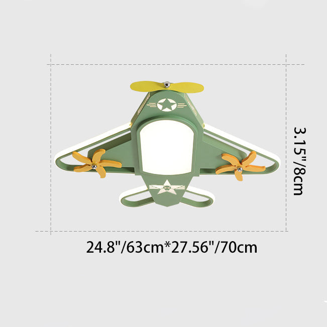 Contemporary Creative Iron &amp; Acrylic Airplane LED Flush Mount Ceiling Light For Kids&