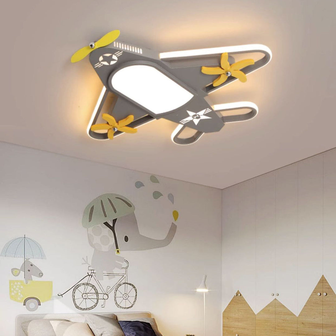 Contemporary Creative Iron &amp; Acrylic Airplane LED Flush Mount Ceiling Light For Kids&