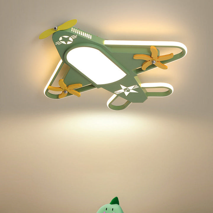 Contemporary Creative Iron &amp; Acrylic Airplane LED Flush Mount Ceiling Light For Kids&