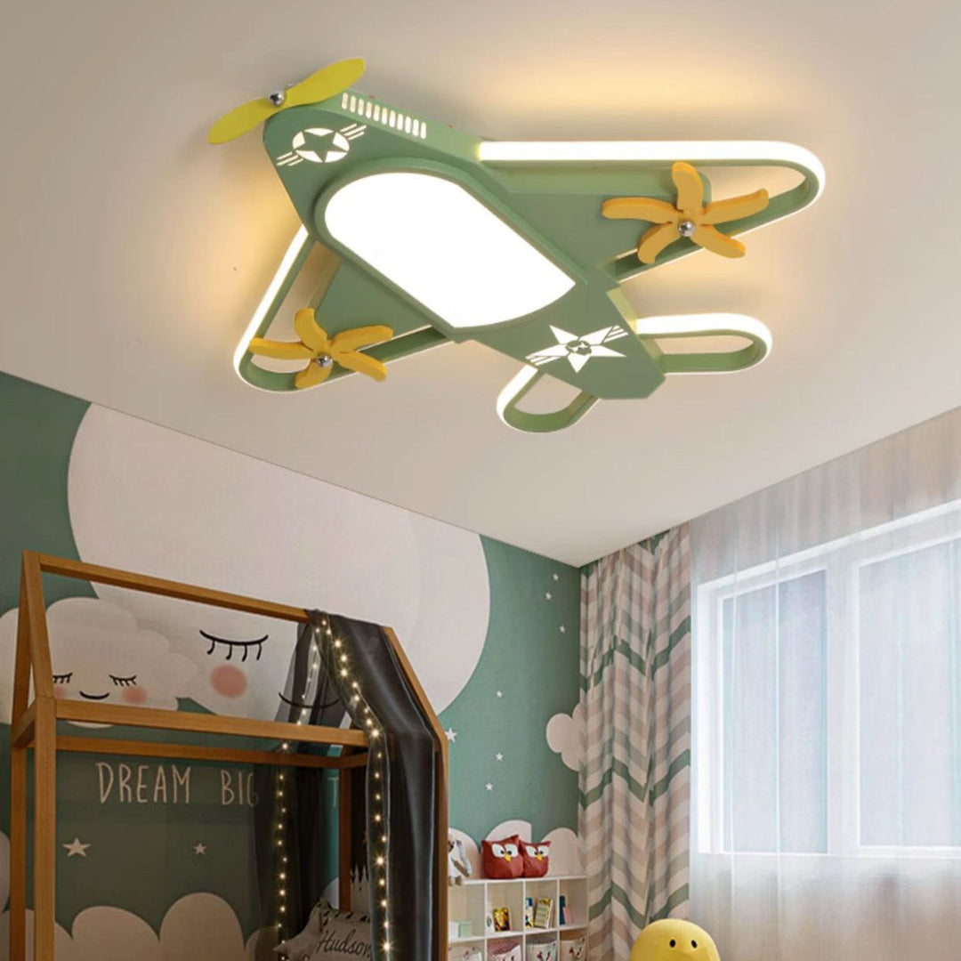 Contemporary Creative Iron &amp; Acrylic Airplane LED Flush Mount Ceiling Light For Kids&