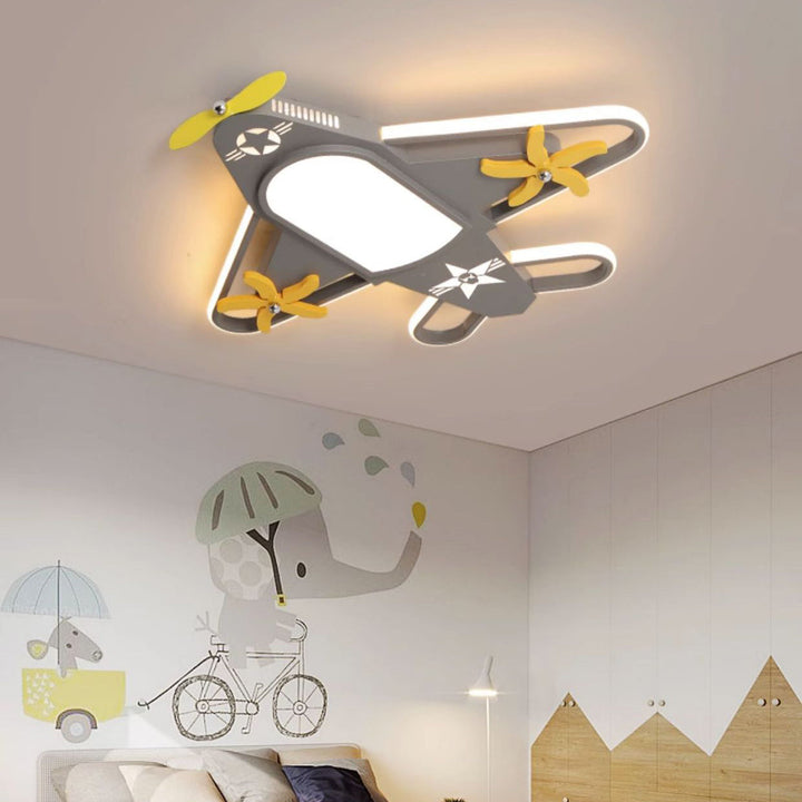 Contemporary Creative Iron &amp; Acrylic Airplane LED Flush Mount Ceiling Light For Kids&