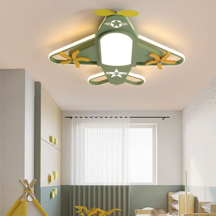 Contemporary Creative Iron &amp; Acrylic Airplane LED Flush Mount Ceiling Light For Kids&