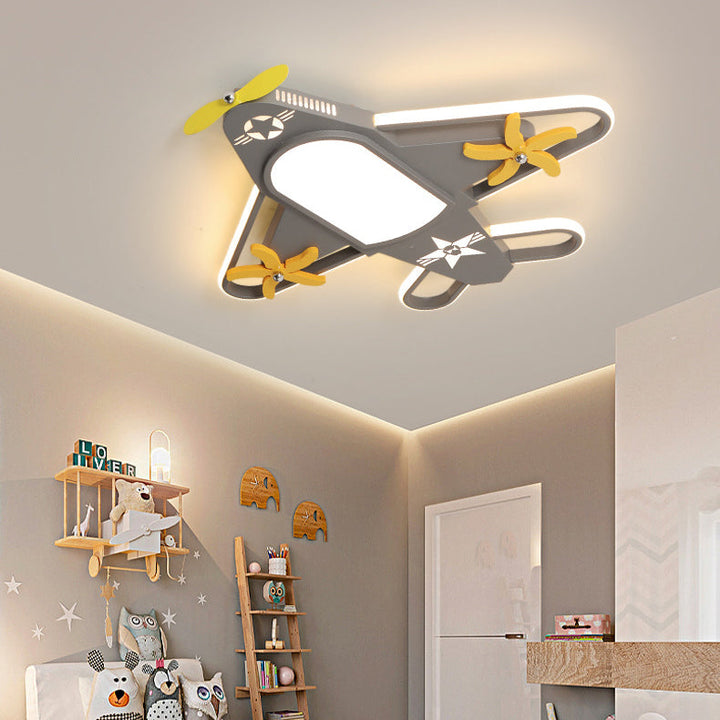Contemporary Creative Iron &amp; Acrylic Airplane LED Flush Mount Ceiling Light For Kids&