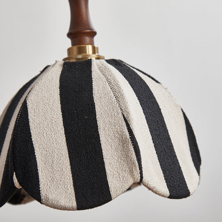 Modern Mid-Century Fabric &amp; Wood Wavy Dome 1-Light Pendant Light For Bedroom &amp; Living Room