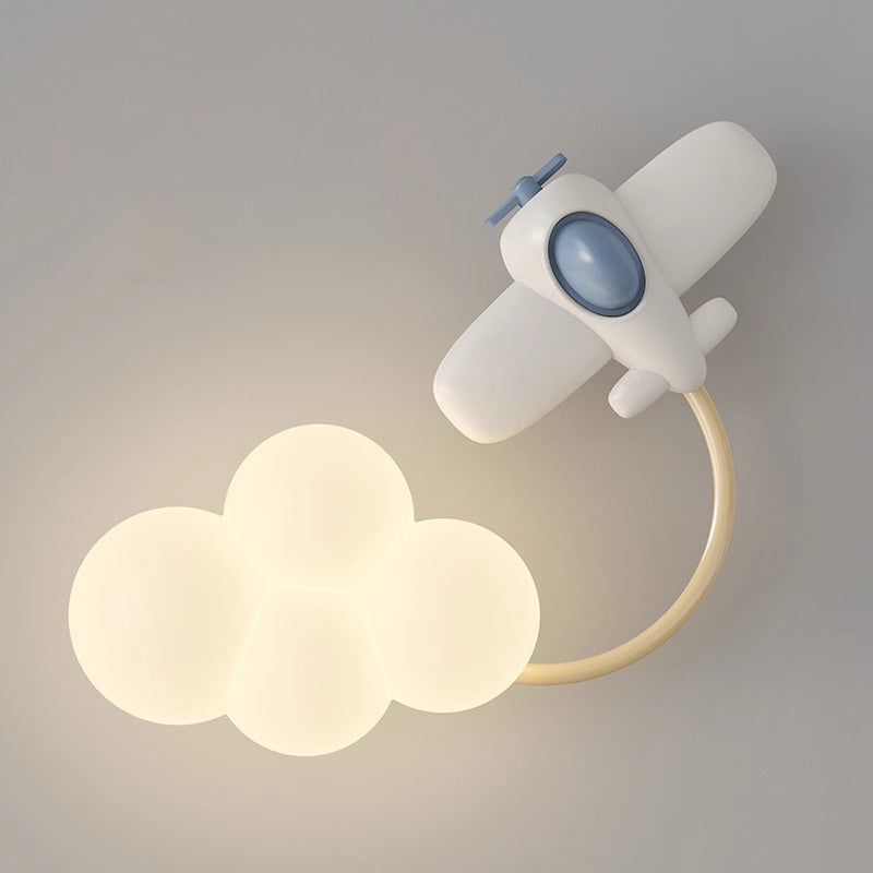 Contemporary Creative Iron &amp; Plastic Cloud-Shaped LED Wall Sconce Lamp For Bedroom