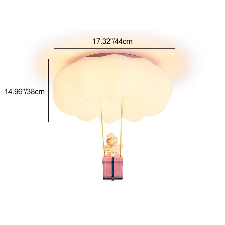Contemporary Creative Iron Acrylic Resin Cloud Shape LED Flush Mount Ceiling Light For Girl&