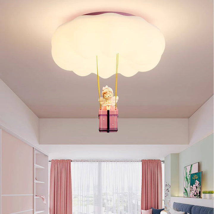 Contemporary Creative Iron Acrylic Resin Cloud Shape LED Flush Mount Ceiling Light For Girl&