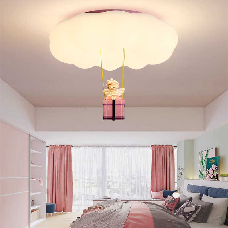 Contemporary Creative Iron Acrylic Resin Cloud Shape LED Flush Mount Ceiling Light For Girl&