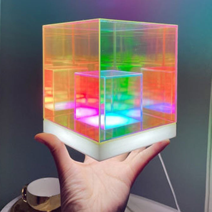 Contemporary Creative Acrylic Multicolor Diamond Cube Pyramid LED Night Light Table Lamp For Bedroom