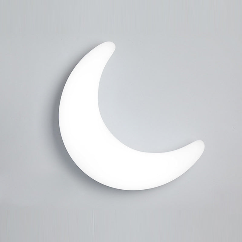Modern Minimalist Iron &amp; Acrylic Moon LED Wall Sconce Lamp For Kids Bedroom