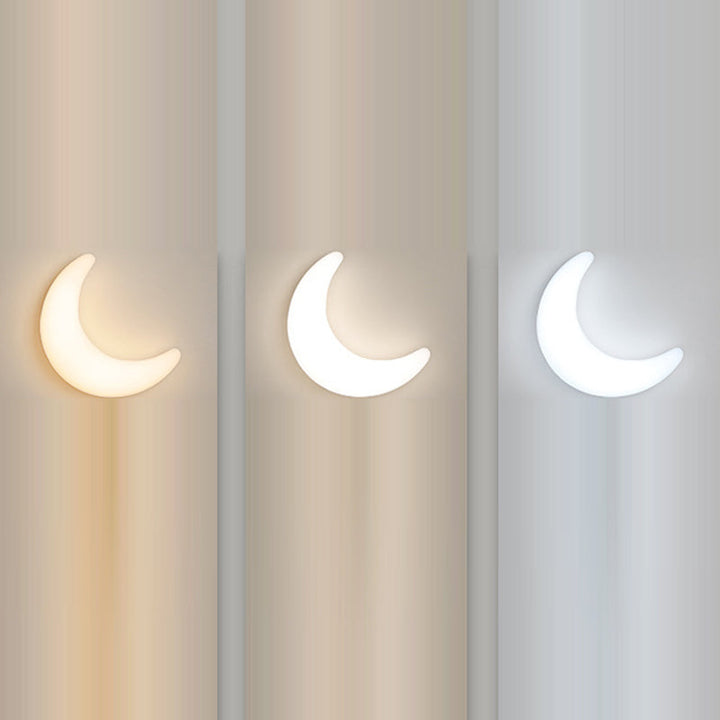 Modern Minimalist Iron &amp; Acrylic Moon LED Wall Sconce Lamp For Kids Bedroom