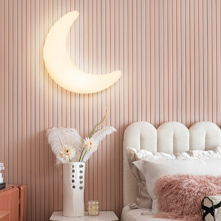 Modern Minimalist Iron &amp; Acrylic Moon LED Wall Sconce Lamp For Kids Bedroom