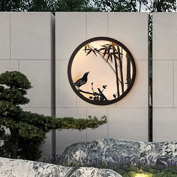 Modern Minimalist Iron &amp; Acrylic Round LED Wall Sconce Lamp For Outdoor Courtyard &amp; Garden