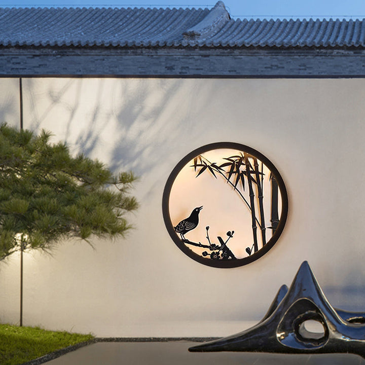 Modern Minimalist Iron &amp; Acrylic Round LED Wall Sconce Lamp For Outdoor Courtyard &amp; Garden