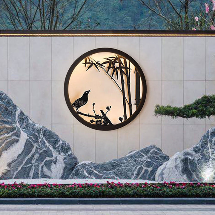 Modern Minimalist Iron &amp; Acrylic Round LED Wall Sconce Lamp For Outdoor Courtyard &amp; Garden