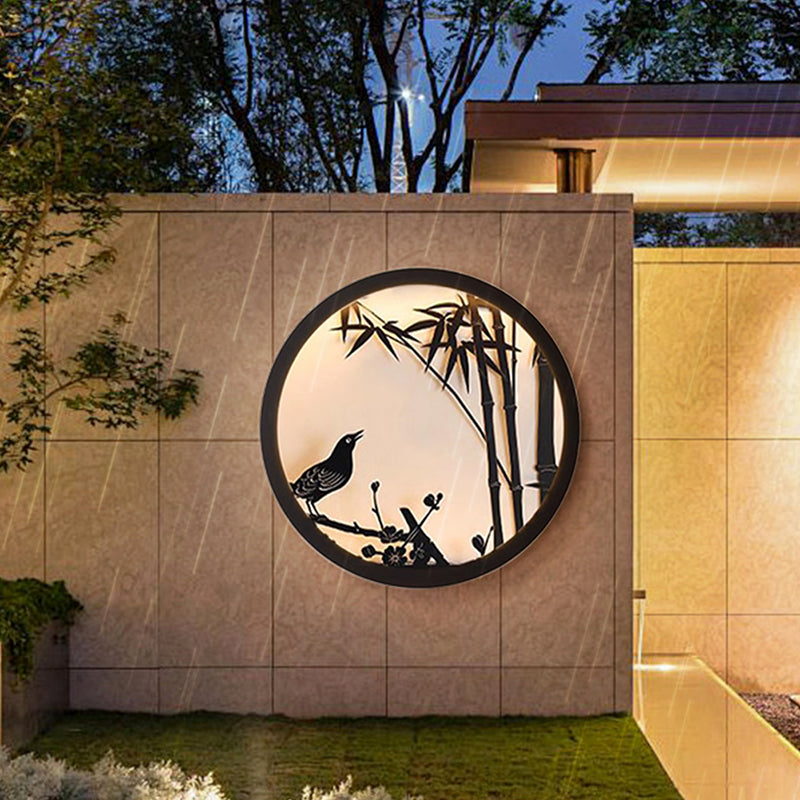 Modern Minimalist Iron &amp; Acrylic Round LED Wall Sconce Lamp For Outdoor Courtyard &amp; Garden