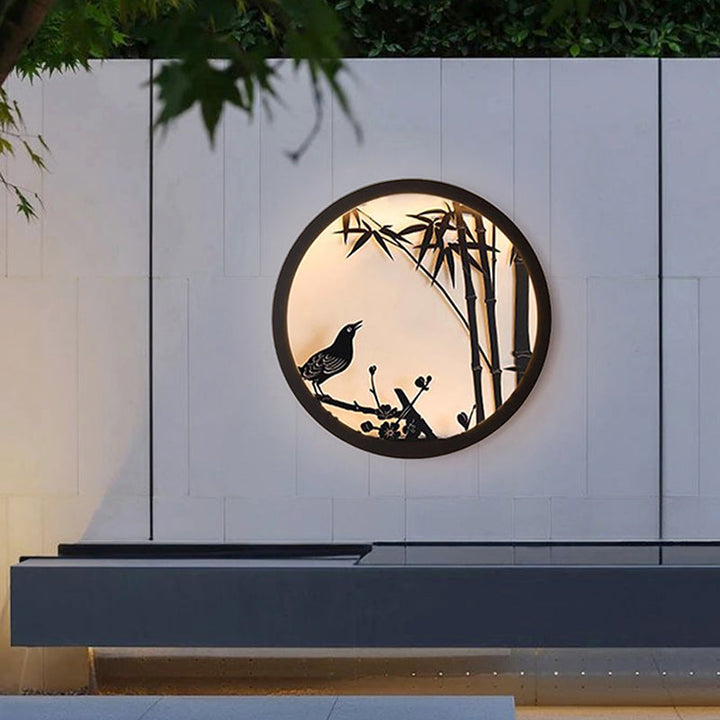Modern Minimalist Iron &amp; Acrylic Round LED Wall Sconce Lamp For Outdoor Courtyard &amp; Garden