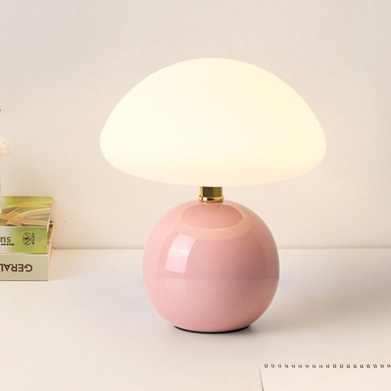 Modern Art Deco Ceramic &amp; Rotational Molding Mushroom-Shaped LED Table Lamp For Bedroom &amp; Living Room