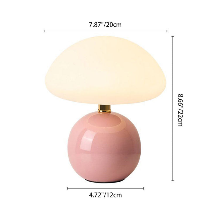 Modern Art Deco Ceramic &amp; Rotational Molding Mushroom-Shaped LED Table Lamp For Bedroom &amp; Living Room