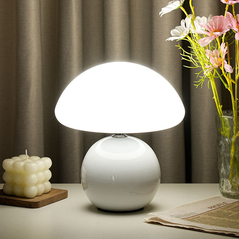 Modern Art Deco Ceramic &amp; Rotational Molding Mushroom-Shaped LED Table Lamp For Bedroom &amp; Living Room