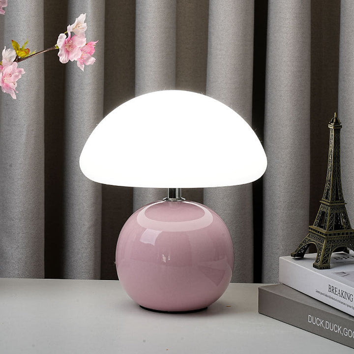 Modern Art Deco Ceramic &amp; Rotational Molding Mushroom-Shaped LED Table Lamp For Bedroom &amp; Living Room