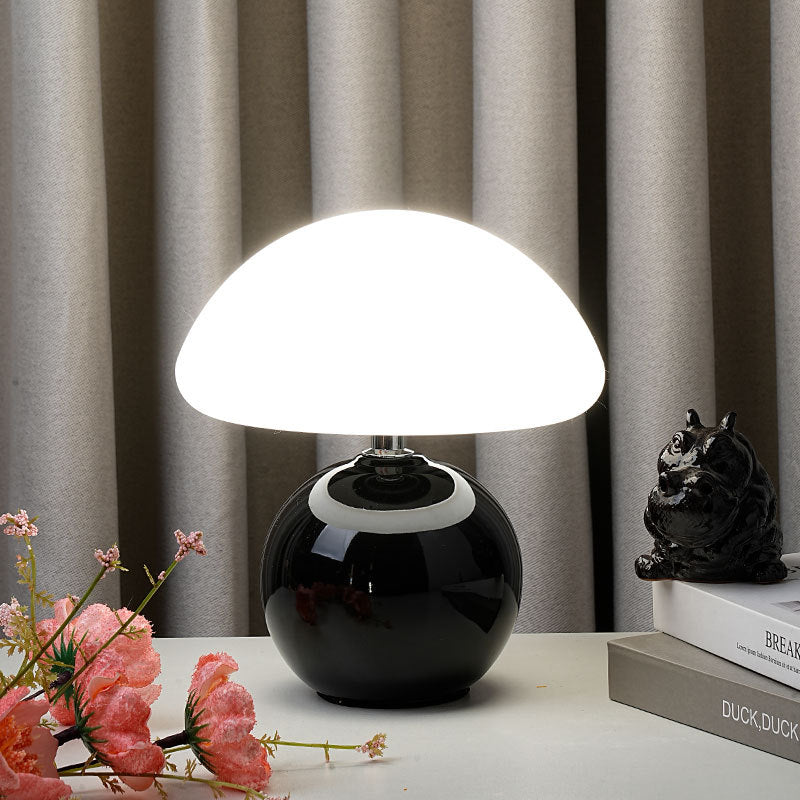 Modern Art Deco Ceramic &amp; Rotational Molding Mushroom-Shaped LED Table Lamp For Bedroom &amp; Living Room