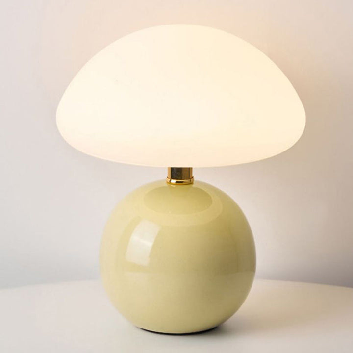 Modern Art Deco Ceramic &amp; Rotational Molding Mushroom-Shaped LED Table Lamp For Bedroom &amp; Living Room