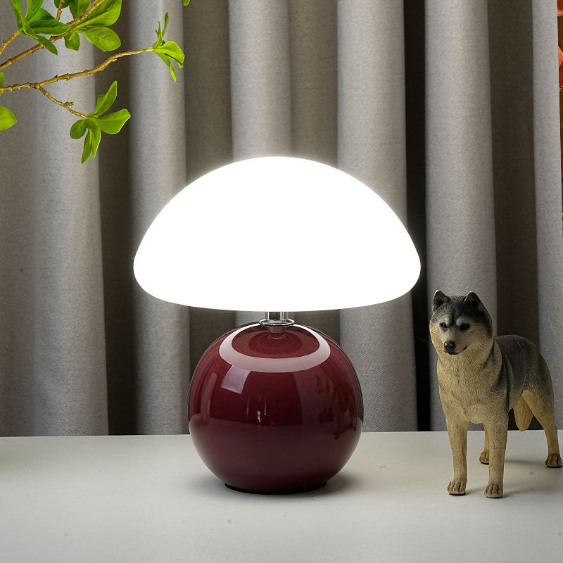 Modern Art Deco Ceramic &amp; Rotational Molding Mushroom-Shaped LED Table Lamp For Bedroom &amp; Living Room