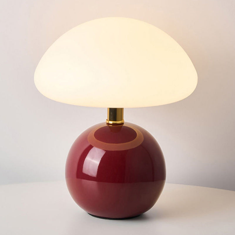 Modern Art Deco Ceramic &amp; Rotational Molding Mushroom-Shaped LED Table Lamp For Bedroom &amp; Living Room