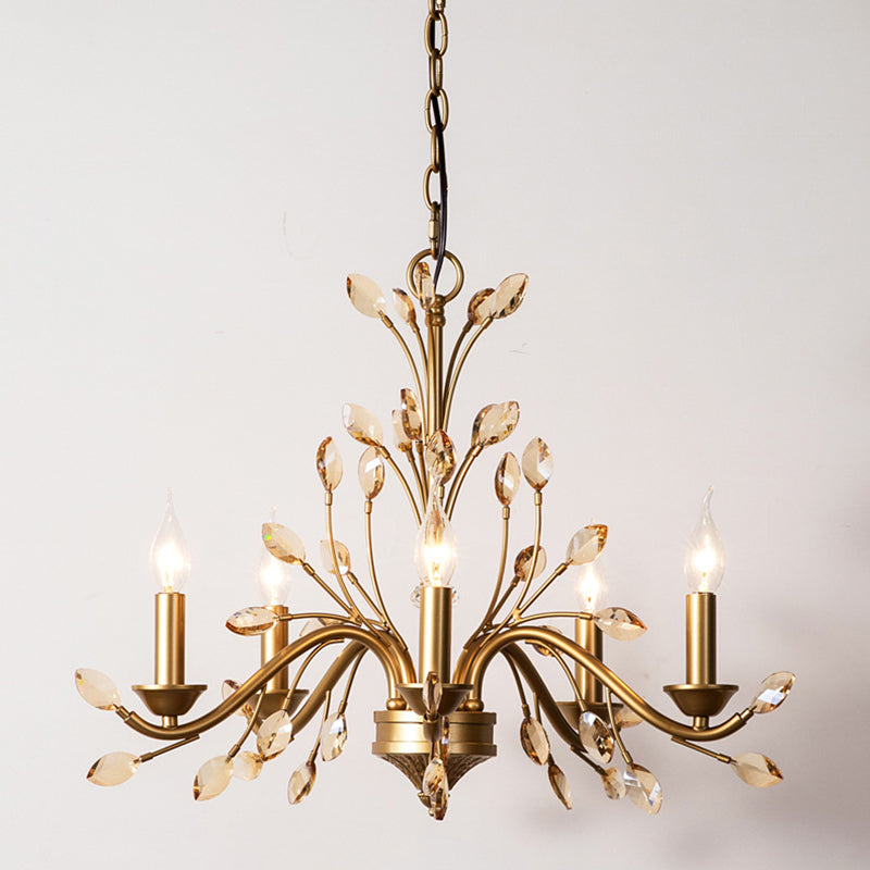 Traditional French Iron &amp; Crystal Branch-Shape 6/9/12-Light Chandelier For Living Room &amp; Bedroom