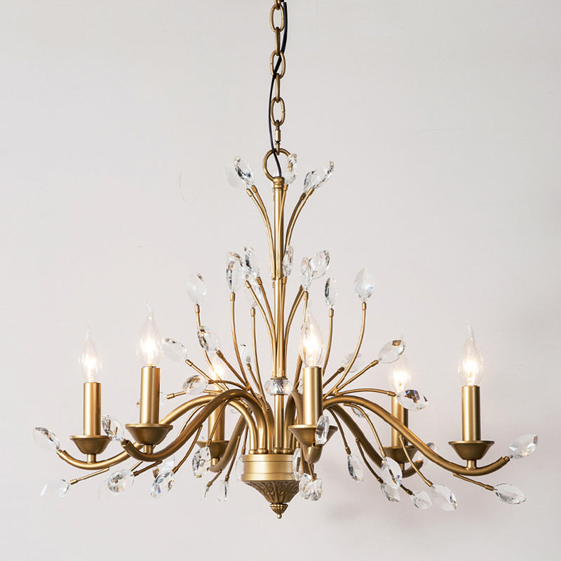 Traditional French Iron &amp; Crystal Branch-Shape 6/9/12-Light Chandelier For Living Room &amp; Bedroom