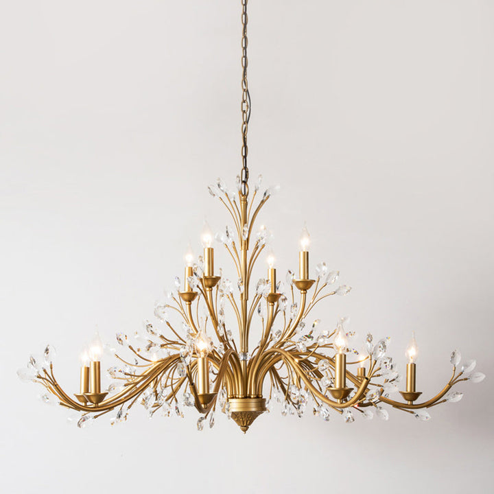 Traditional French Iron &amp; Crystal Branch-Shape 6/9/12-Light Chandelier For Living Room &amp; Bedroom