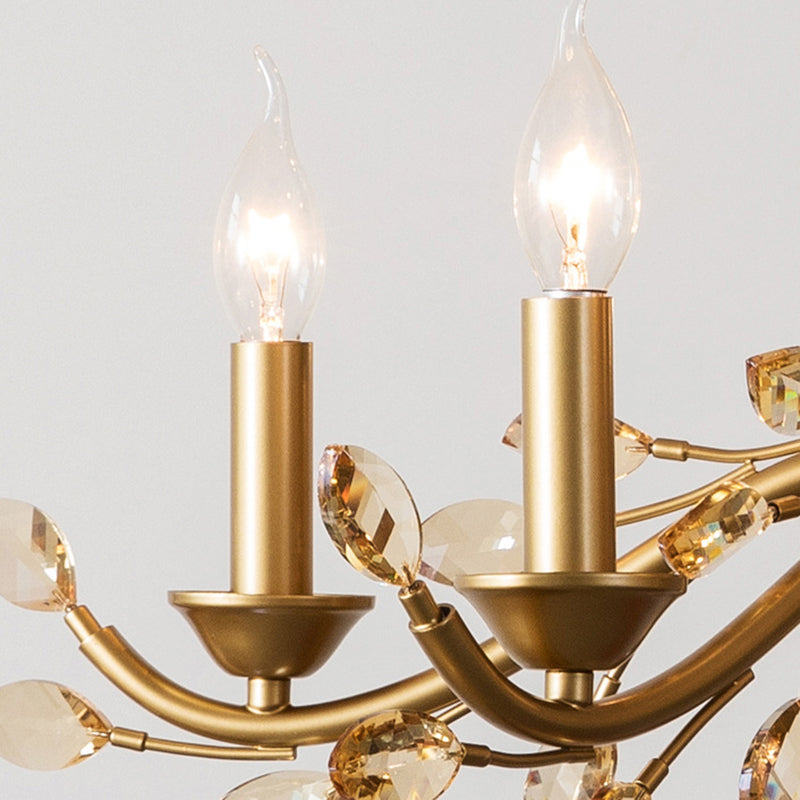 Traditional French Iron &amp; Crystal Branch-Shape 6/9/12-Light Chandelier For Living Room &amp; Bedroom