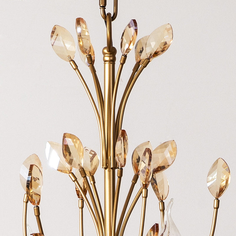 Traditional French Iron &amp; Crystal Branch-Shape 6/9/12-Light Chandelier For Living Room &amp; Bedroom