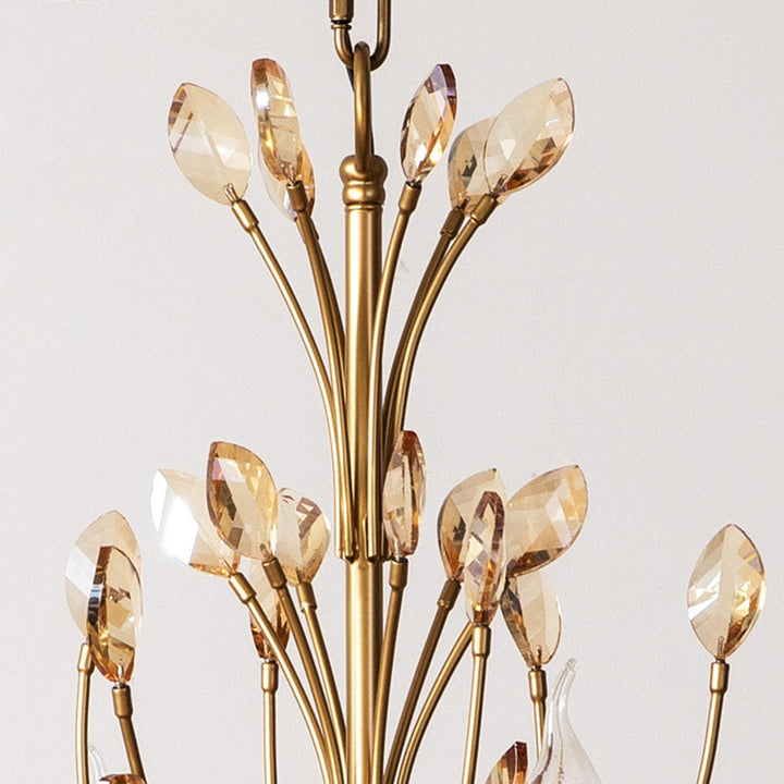 Traditional French Iron &amp; Crystal Branch-Shape 6/9/12-Light Chandelier For Living Room &amp; Bedroom