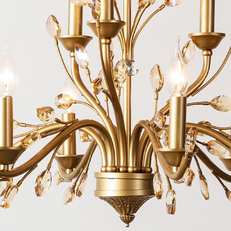Traditional French Iron &amp; Crystal Branch-Shape 6/9/12-Light Chandelier For Living Room &amp; Bedroom