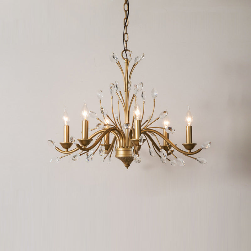 Traditional French Iron &amp; Crystal Branch-Shape 6/9/12-Light Chandelier For Living Room &amp; Bedroom
