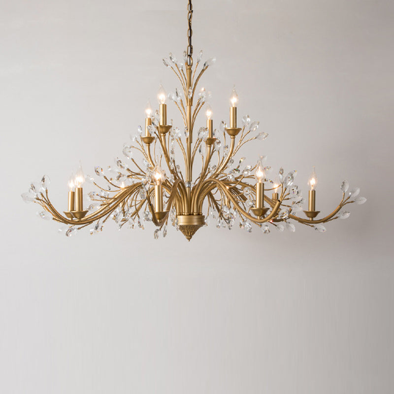 Traditional French Iron &amp; Crystal Branch-Shape 6/9/12-Light Chandelier For Living Room &amp; Bedroom