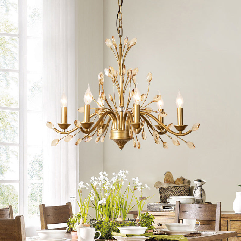 Traditional French Iron &amp; Crystal Branch-Shape 6/9/12-Light Chandelier For Living Room &amp; Bedroom