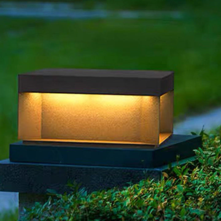Modern Minimalist Stainless Steel Square LED Outdoor Light With Solar &amp; Waterproof Features For Garden, Patio, Gate